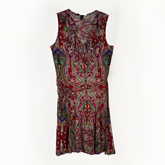 Lauren Ralph Lauren Dresses & Skirts - Lauren Ralph Lauren dress Size M Paisley Ruffled Collar Belted Casual Travel
